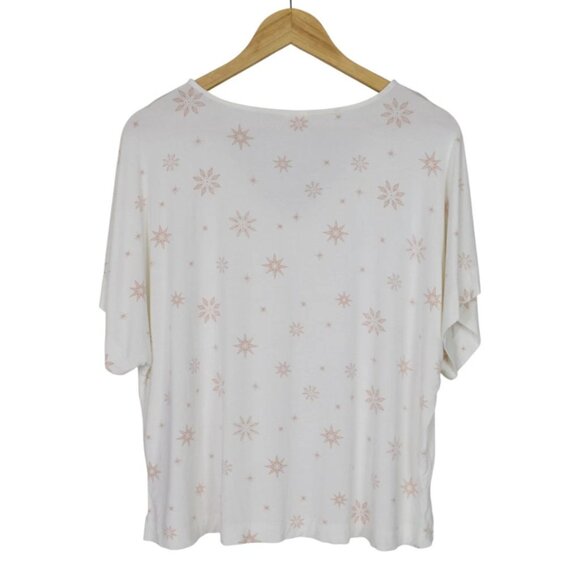 SOMA COOL NIGHTS IVORY SPARKLE STARS LOUNGE BOXY TOP - Picture 6 of 8